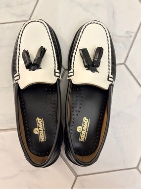 Sebago Two-Tone Black & White Tassel Loafers